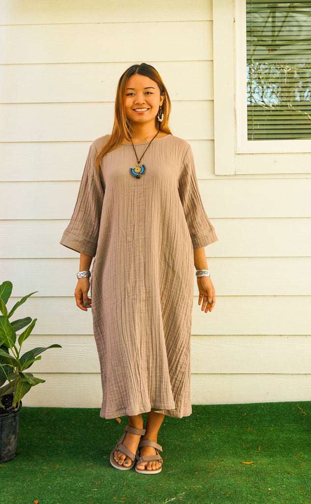 Beige Double Gauze Dress Isla Bohemian Beige Double Gauze Dress Isla Bohemian