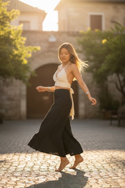 Beige Halter Crop Top – Boho Tie-Back Summer Top