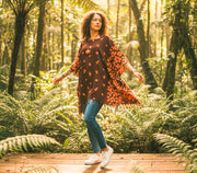 Maroon Floral Batik Kaftan Blouse