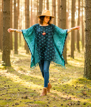 Turquoise Batik Kaftan Top