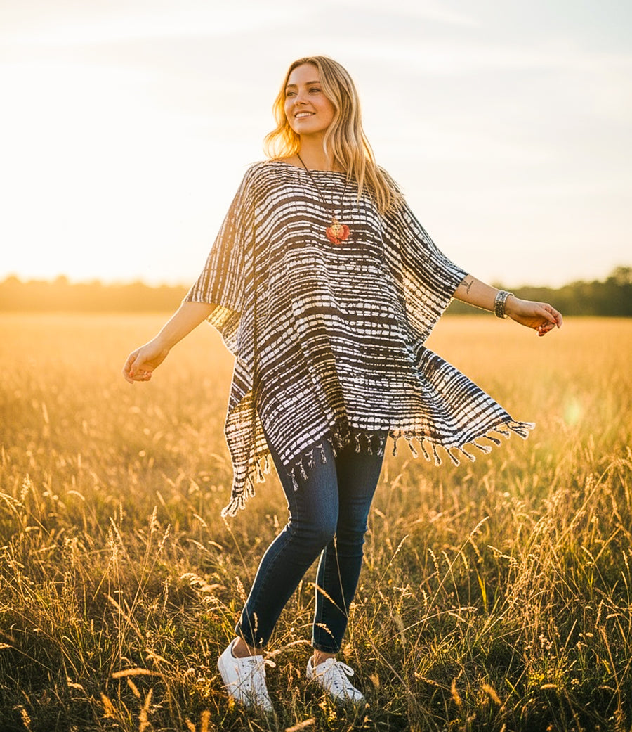 Shibori Wave Tunic Blouse