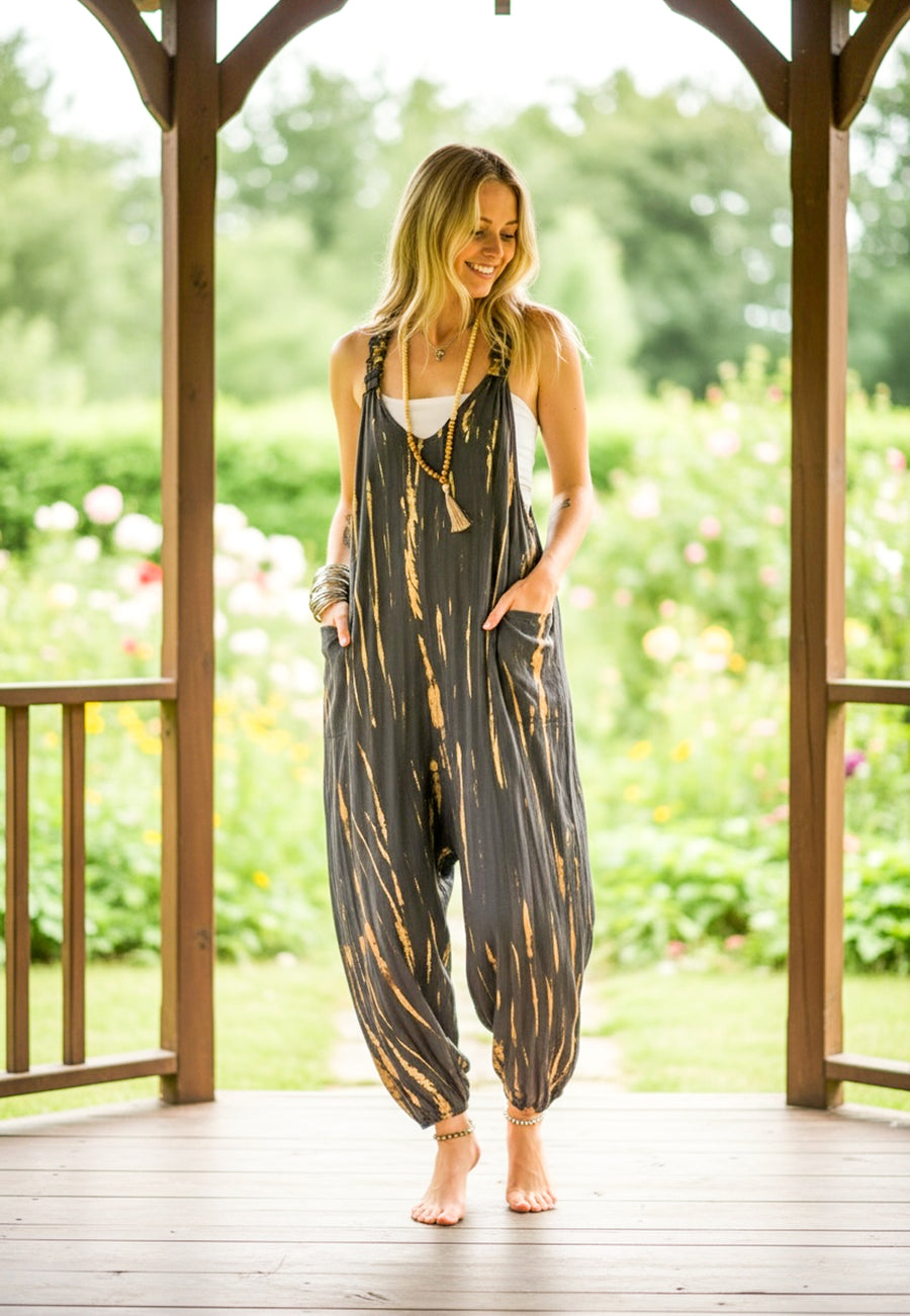 Desert Moon Hand Dyed Dungarees Overalls Jumpsuit with Pockets