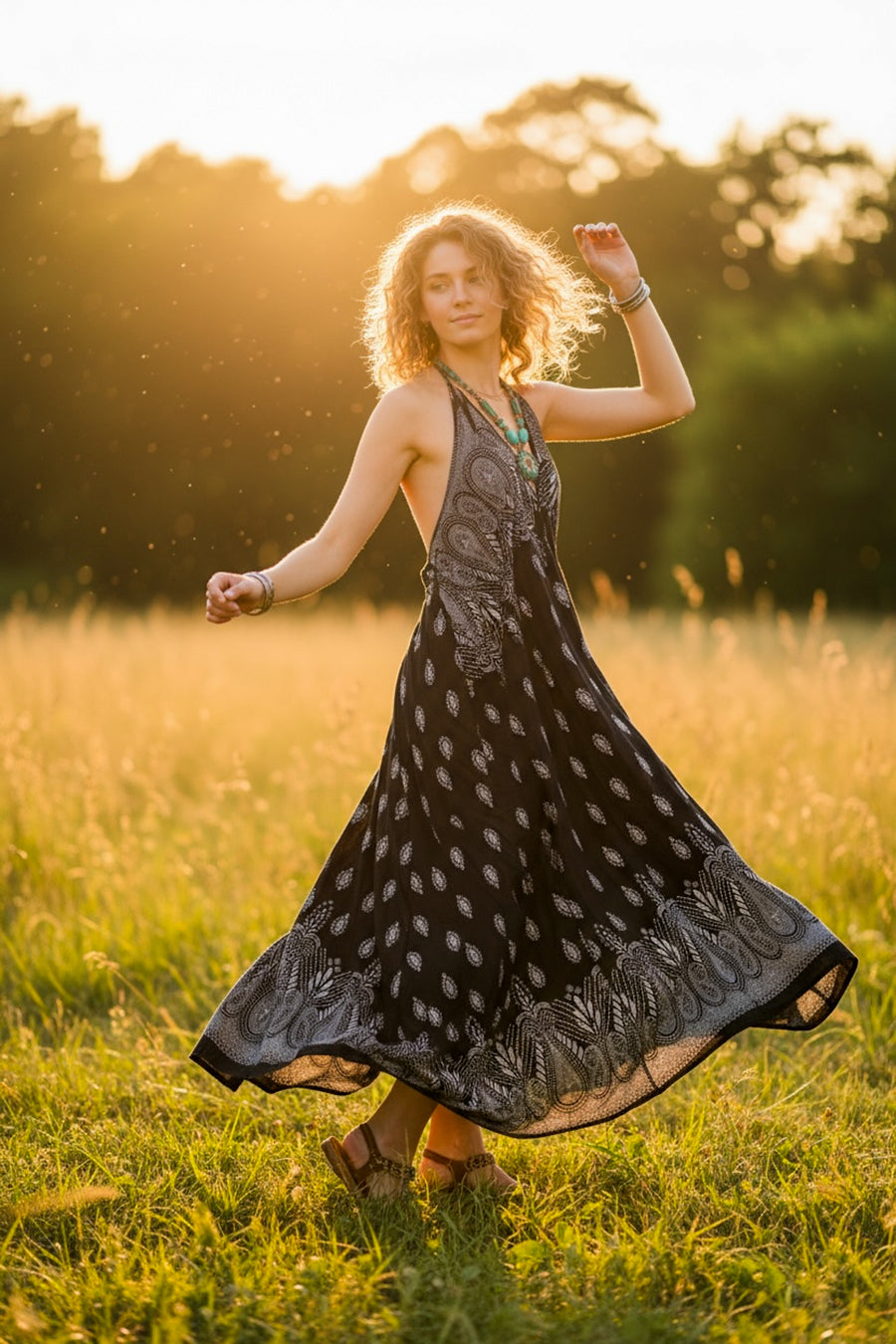 Midnight Paisley Maxi Dress