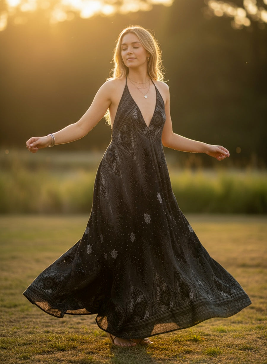 Midnight Mandala Maxi Dress