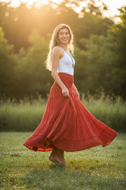 Burnt Rust Organic Cotton Maxi Skirt