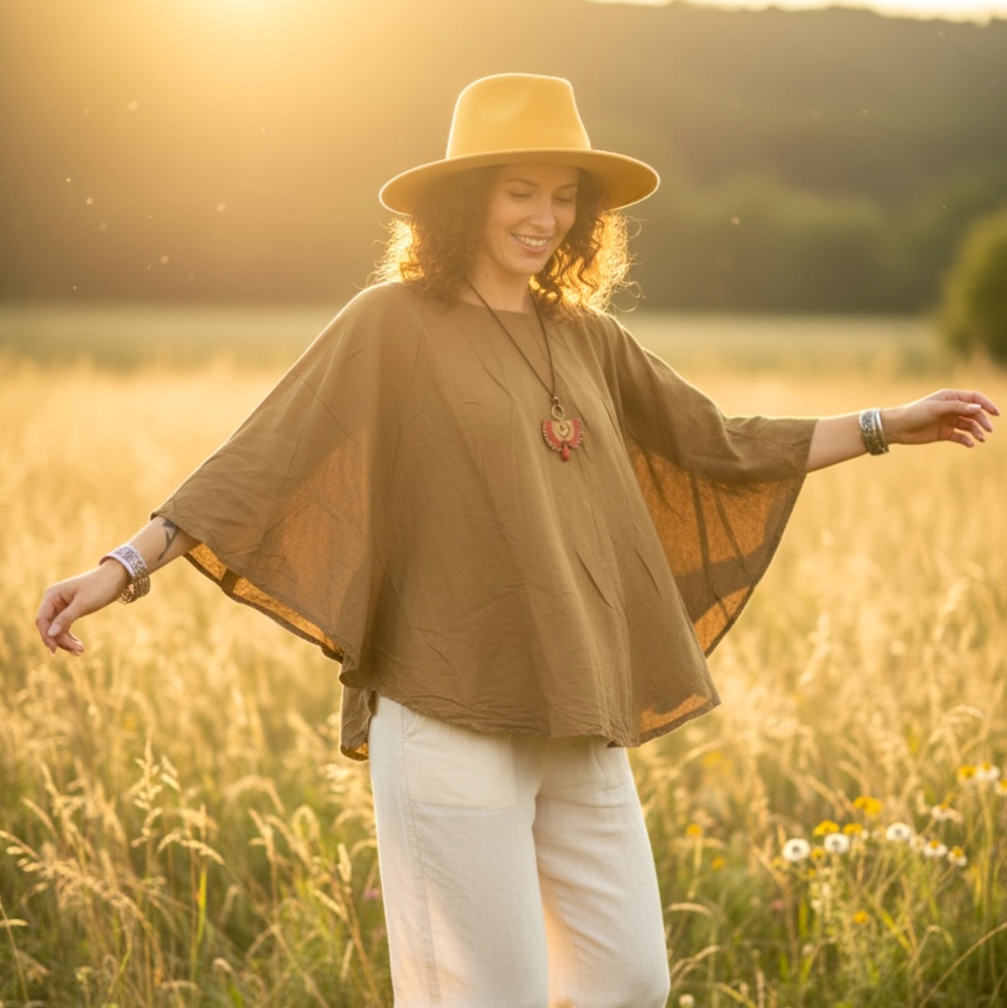 Olive Clay Gauze Top