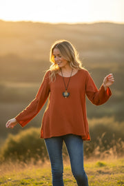 Terracotta Drift Gauze Top