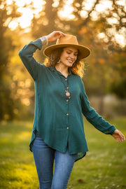 Teal Gauze Top