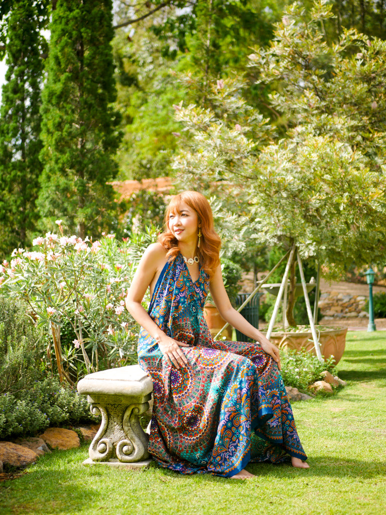 Turquoise Mandala Boho Goddess Boho Maxi Dress Isla Bohemian Turquoise Mandala Boho Goddess Boho Maxi Dress Isla Bohemian
