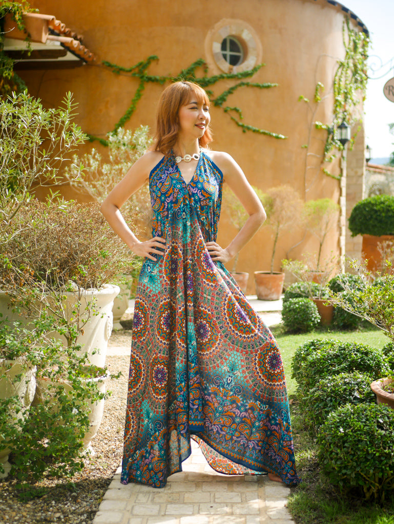 mandala maxi dress Turquoise Mandala Maxi Dress Isla Bohemian