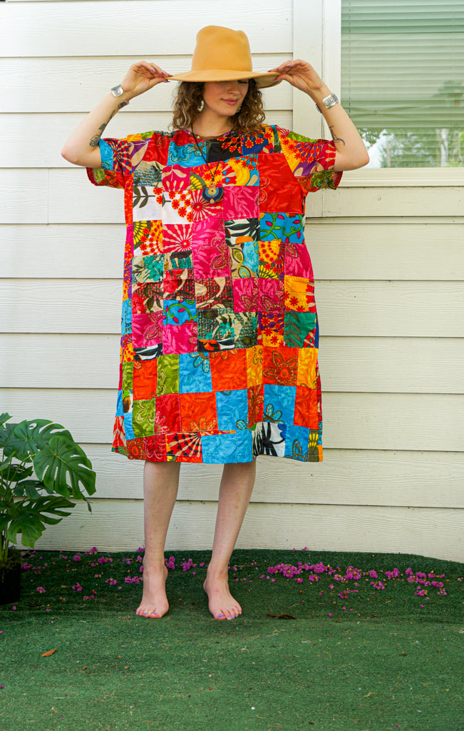 Quilted Elegance Patchwork Bohemian Dress
