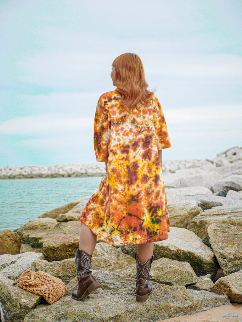 Peaceburst Boho Hippie Oversized Cotton Tunic Shirt Dress