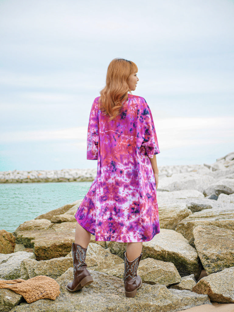 Peace Blossom Boho Hippie Oversized Cotton Tunic Shirt Dress