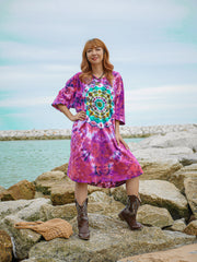 Peace Blossom Boho Hippie Oversized Cotton Tunic Shirt Dress