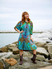 Peace Prism Boho Hippie Oversized Cotton Tunic Shirt Dress