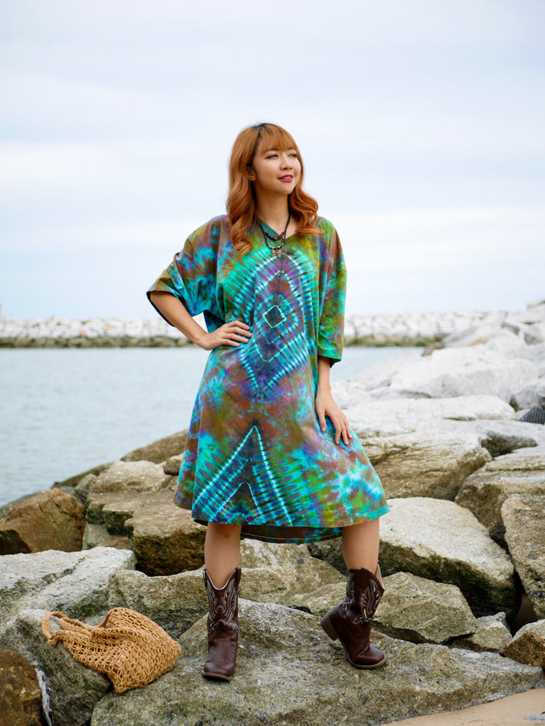 Peace Prism Boho Hippie Oversized Cotton Tunic Shirt Dress