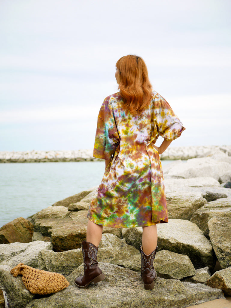 Amber Heart Boho Hippie Oversized Cotton Tunic Shirt Dress