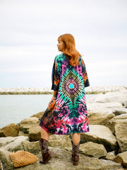 Diamond Radiance Boho Hippie Oversized Cotton Tunic Shirt Dress