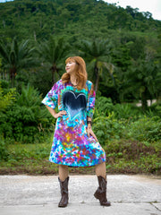 Heart Harmony Boho Hippie Oversized Cotton Tunic Shirt Dress