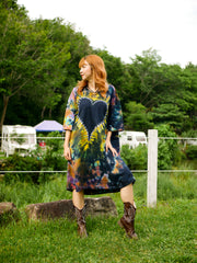 Forest Heart Boho Hippie Oversized Cotton Tunic Shirt Dress