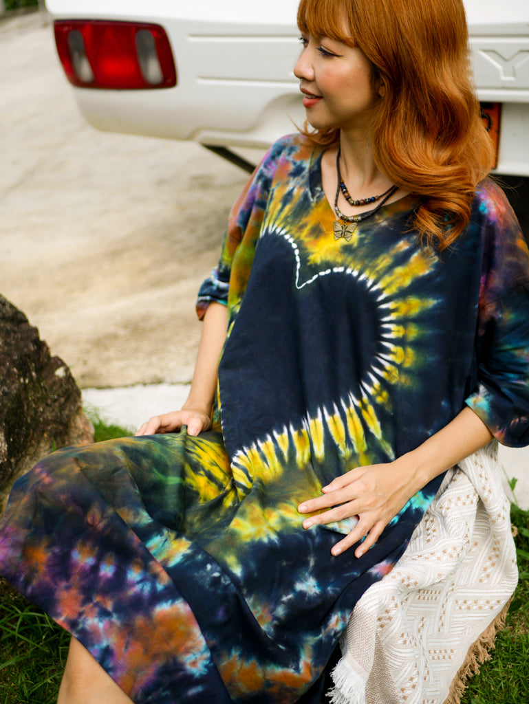 Forest Heart Boho Hippie Oversized Cotton Tunic Shirt Dress