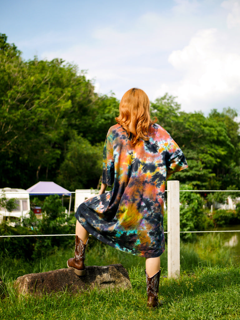 Forest Heart Boho Hippie Oversized Cotton Tunic Shirt Dress