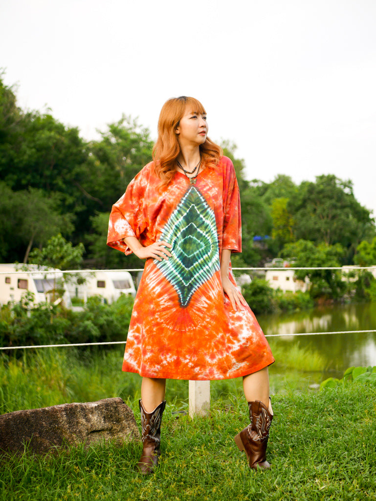 Diamond Ember Boho Hippie Oversized Cotton Tunic Shirt Dress