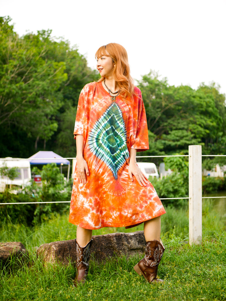 Diamond Ember Boho Hippie Oversized Cotton Tunic Shirt Dress