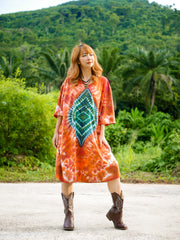 Diamond Ember Boho Hippie Oversized Cotton Tunic Shirt Dress