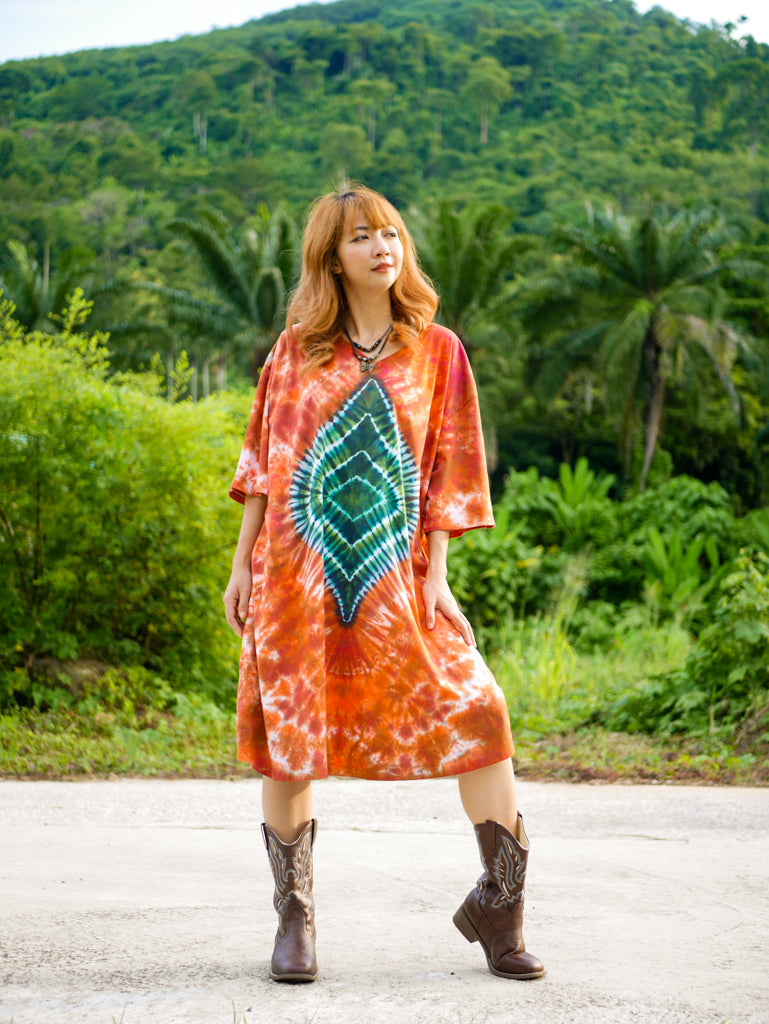 Diamond Ember Boho Hippie Oversized Cotton Tunic Shirt Dress