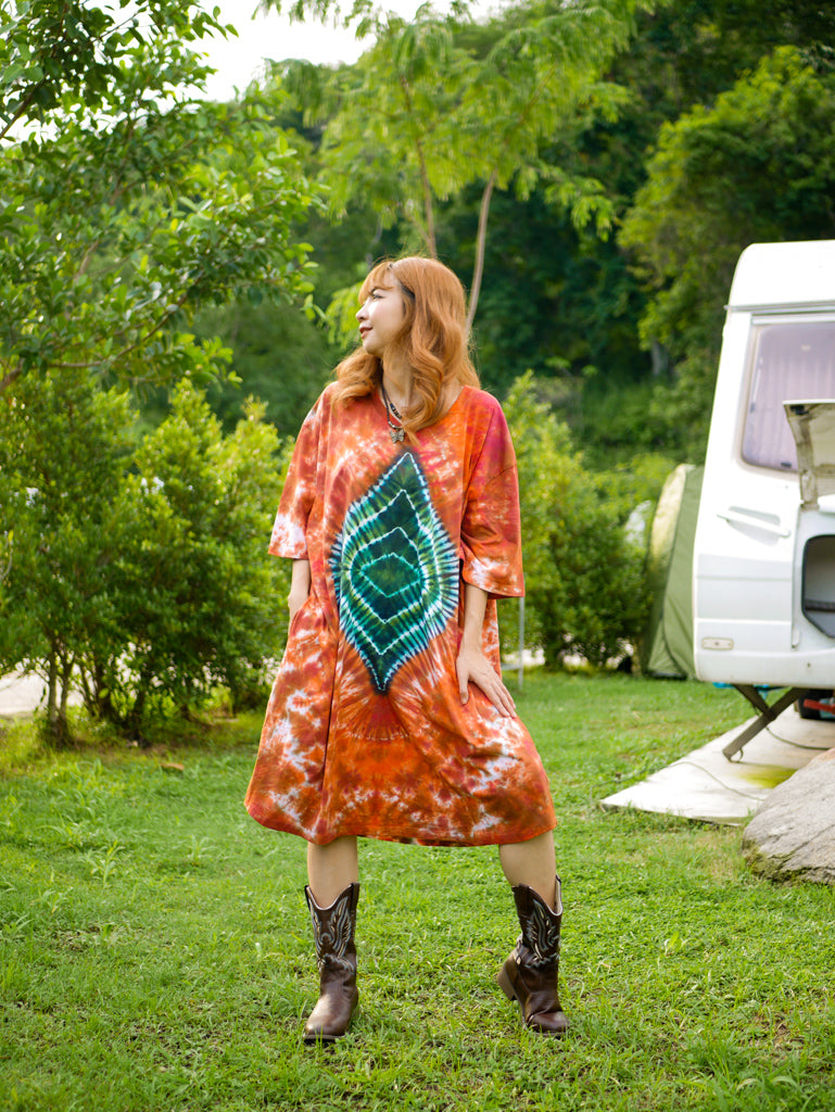 Diamond Ember Boho Hippie Oversized Cotton Tunic Shirt Dress