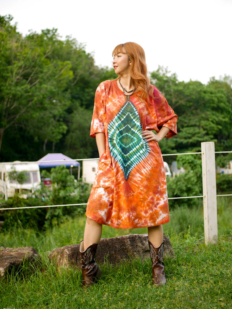Diamond Ember Boho Hippie Oversized Cotton Tunic Shirt Dress