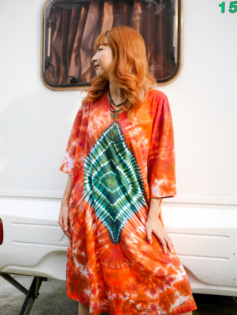 Diamond Ember Boho Hippie Oversized Cotton Tunic Shirt Dress