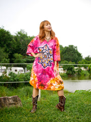 Mandala Radiance Boho Hippie Oversized Cotton Tunic Shirt Dress