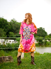 Mandala Radiance Boho Hippie Oversized Cotton Tunic Shirt Dress