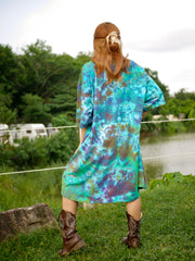 Diamond Emerald Boho Hippie Oversized Cotton Tunic Shirt Dress