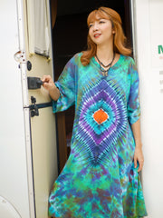 Diamond Emerald Boho Hippie Oversized Cotton Tunic Shirt Dress