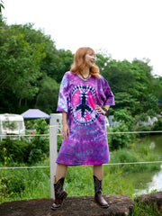 Peace Vibes Boho Hippie Oversized Cotton Tunic Shirt Dress