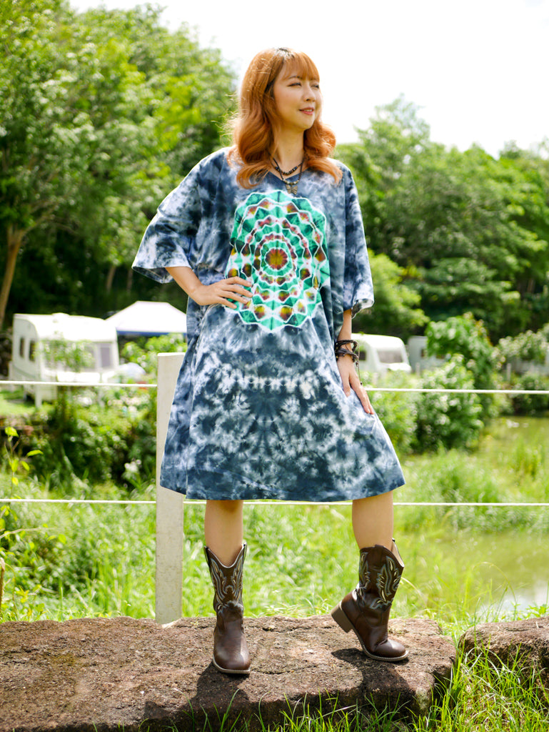 Mandala Dream Boho Hippie Oversized Cotton Tunic Shirt Dress