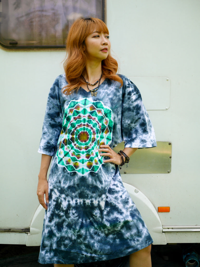 Mandala Dream Boho Hippie Oversized Cotton Tunic Shirt Dress