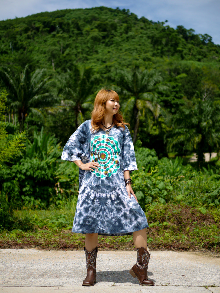 Mandala Dream Boho Hippie Oversized Cotton Tunic Shirt Dress