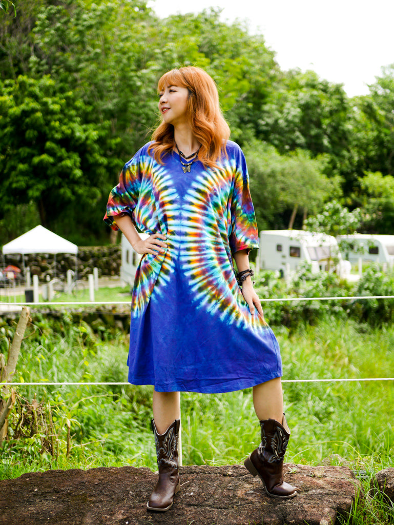 Rainbow Wings Boho Hippie Oversized Cotton Tunic Shirt Dress