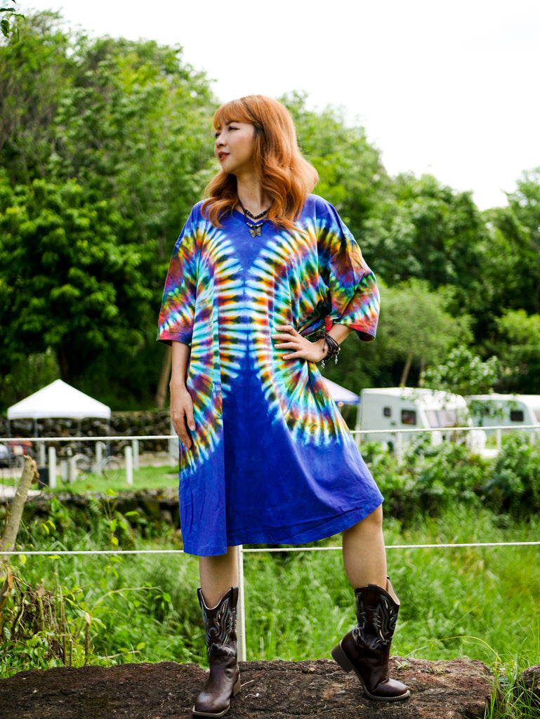 Rainbow Wings Boho Hippie Oversized Cotton Tunic Shirt Dress