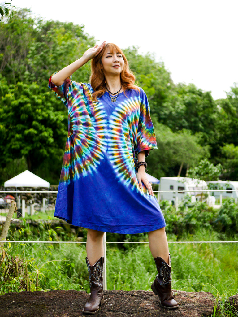 Rainbow Wings Boho Hippie Oversized Cotton Tunic Shirt Dress