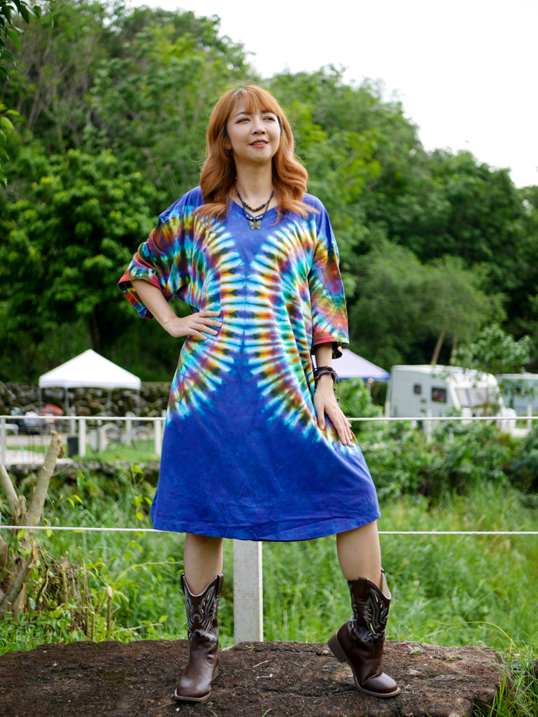 Rainbow Wings Boho Hippie Oversized Cotton Tunic Shirt Dress
