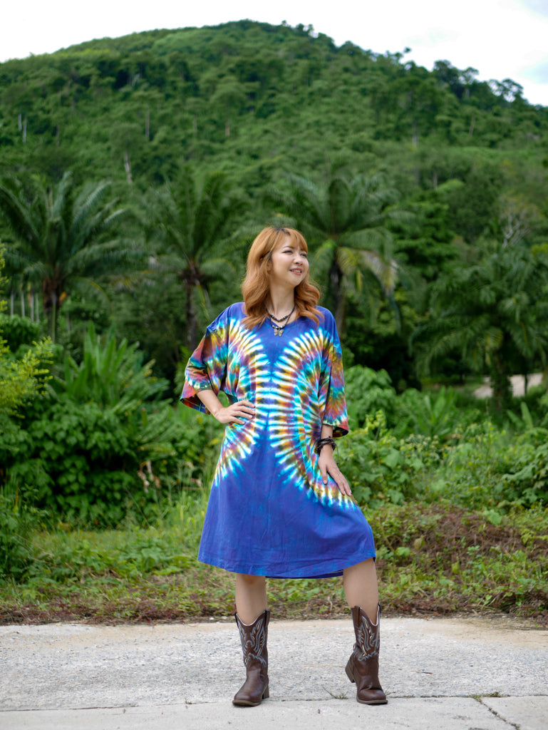 Rainbow Wings Boho Hippie Oversized Cotton Tunic Shirt Dress