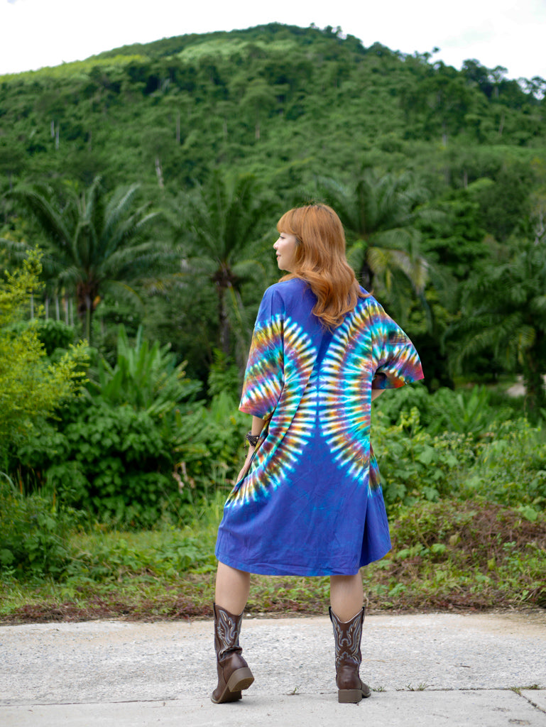 Rainbow Wings Boho Hippie Oversized Cotton Tunic Shirt Dress