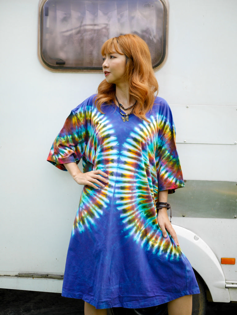 Rainbow Wings Boho Hippie Oversized Cotton Tunic Shirt Dress