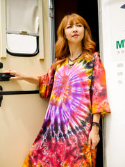 Phoenix Swirl Boho Hippie Oversized Cotton Tunic Shirt Dress