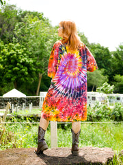 Phoenix Swirl Boho Hippie Oversized Cotton Tunic Shirt Dress